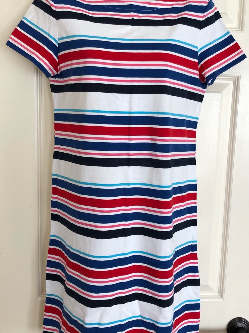 Tommy Hilfiger Red, Navy, Blue & White Striped Cotton Midi Dress